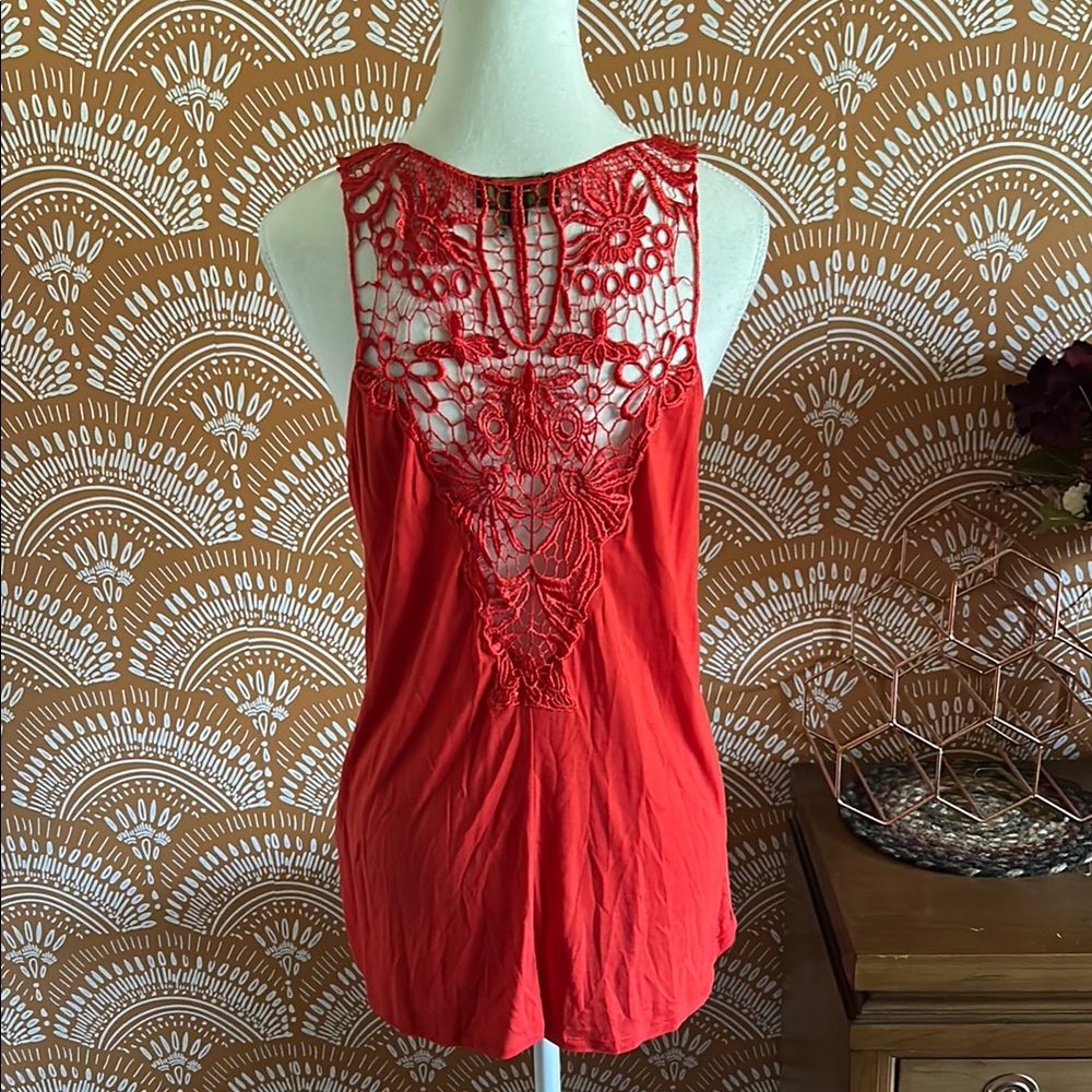 Buffalo David Bitton Red Lace Tank Top